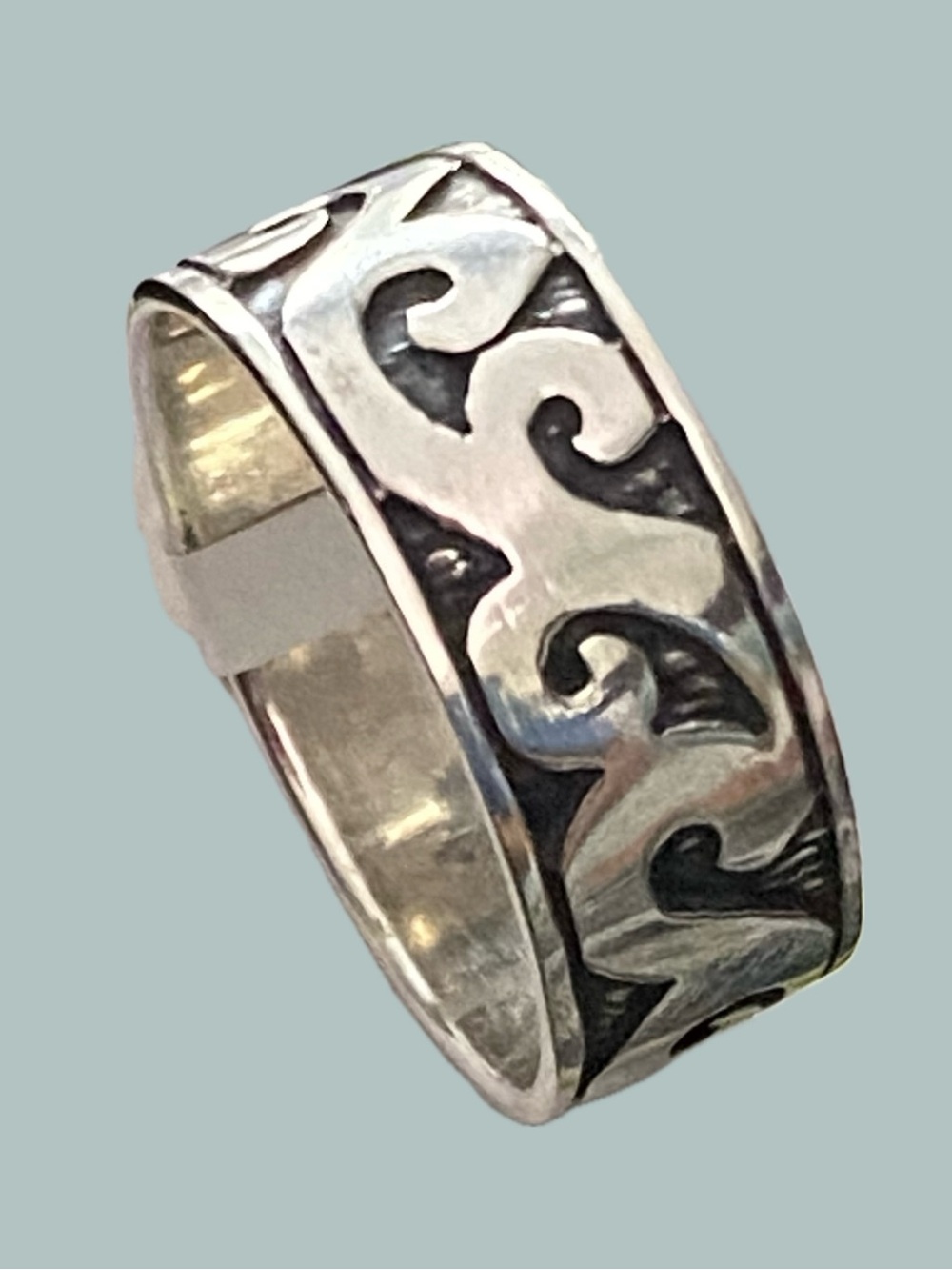 VTG 925 Sterling Silver Wide Ocean Wave Band Ring NWT
